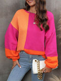 Angel Wings Color Block Round Neck Sweater - Hovatok