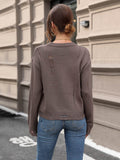 Perfee Cutout Round Neck Long Sleeve Sweater - Hovatok