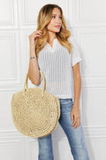 Justin Taylor Beach Date Straw Rattan Handbag in Ivory - Hovatok