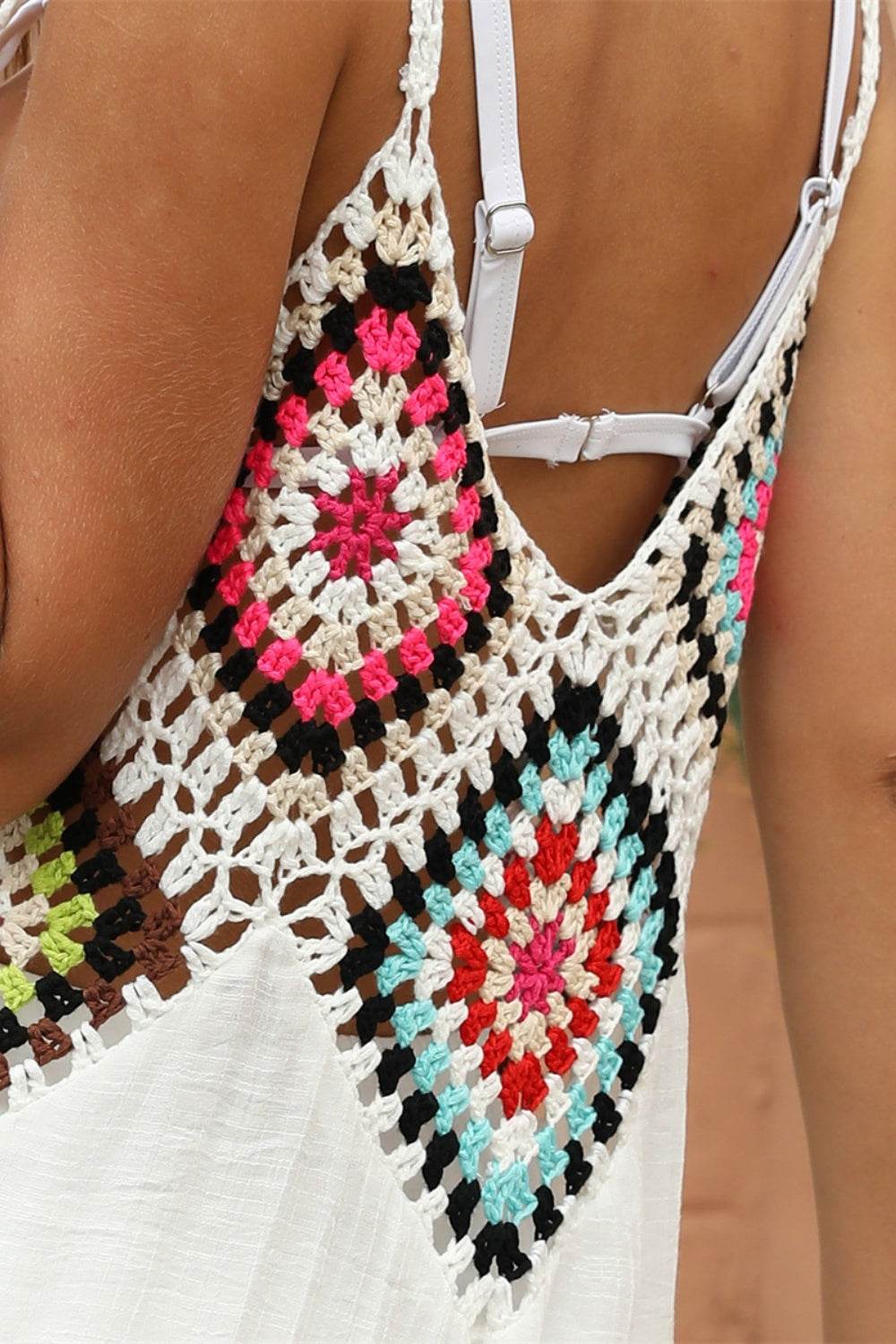 Geometric V-Neck Spaghetti Strap Cover Up Dress - Hovatok