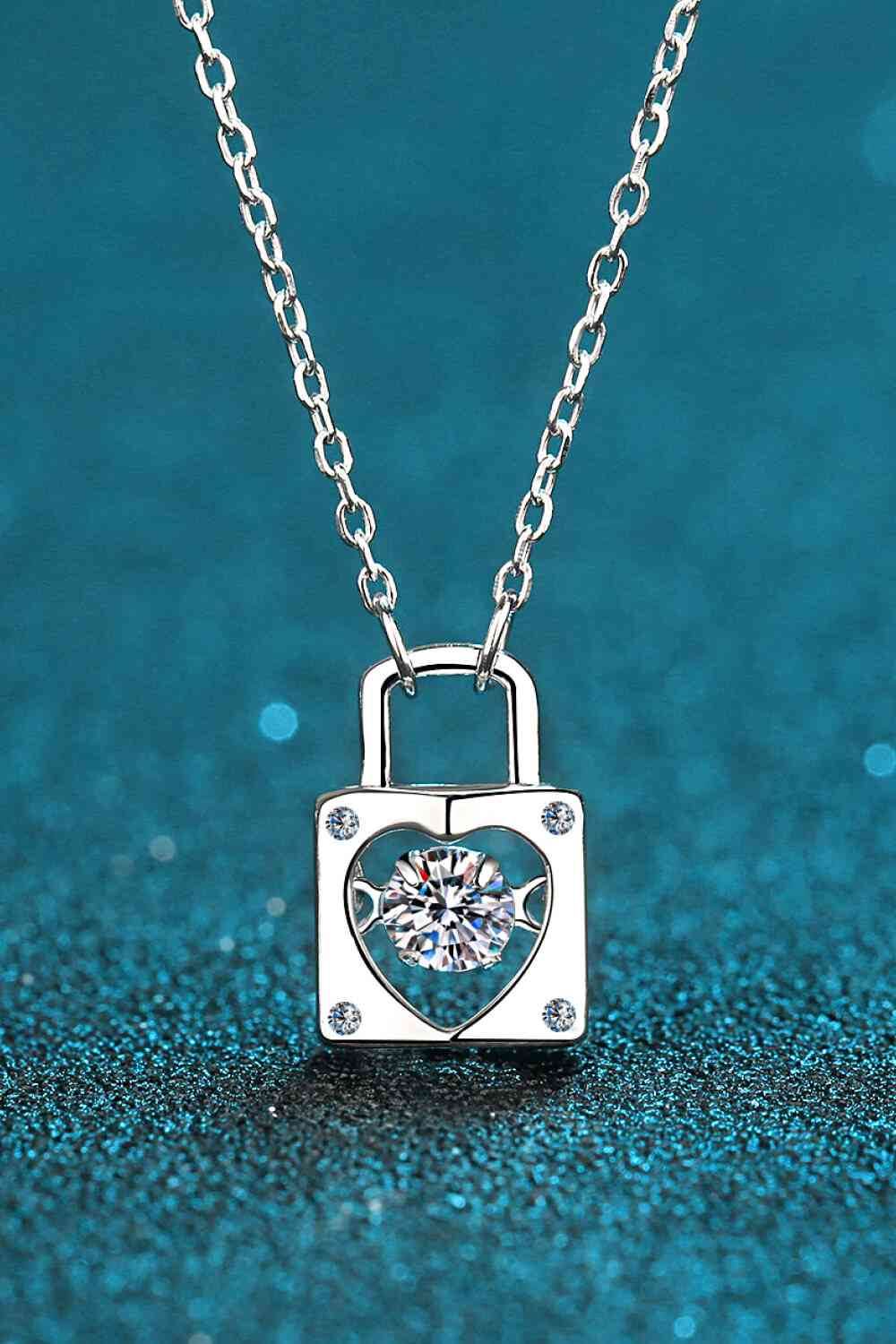 Adored Moissanite Lock Pendant Necklace - Hovatok