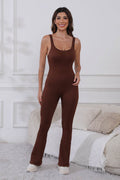 Scoop Neck Wide Strap Active Jumpsuit - Hovatok