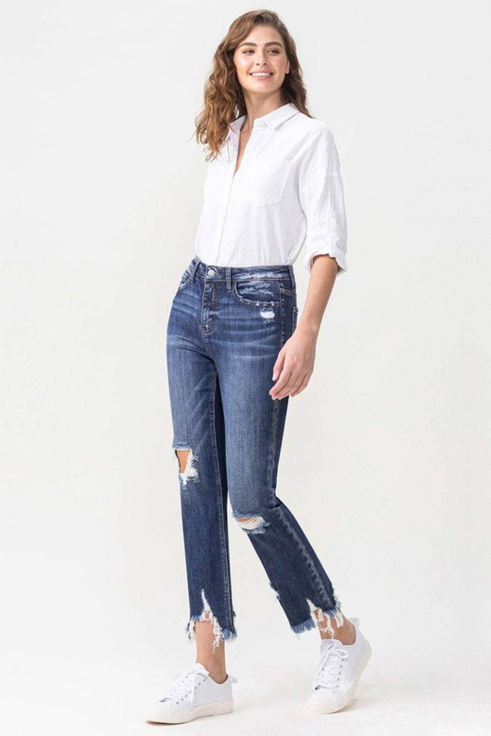 Lovervet Jackie Full Size High Rise Crop Straight Leg Jeans - Hovatok