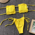 Frill Trim Ruched Bikini Set - Hovatok