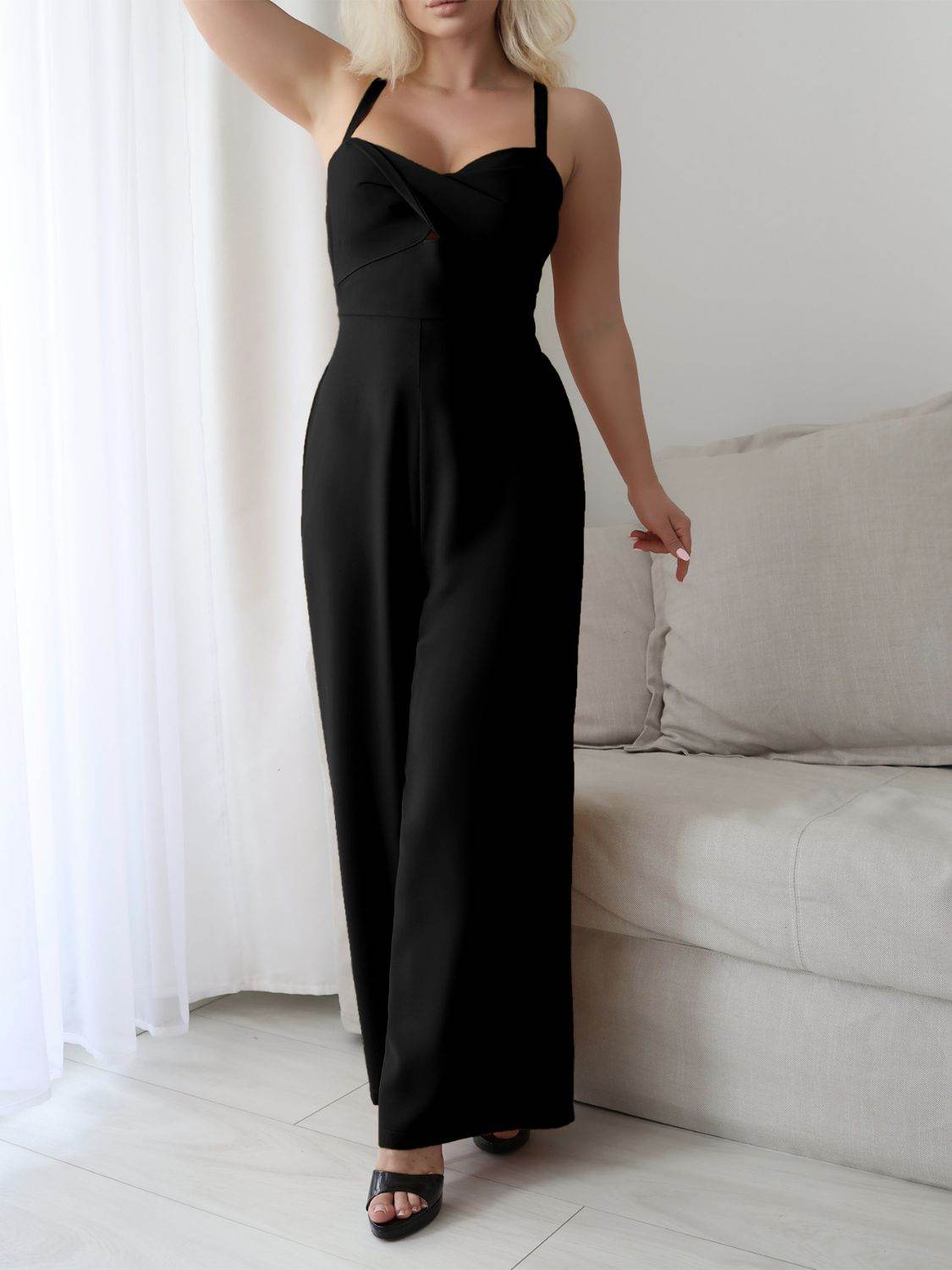 Devine Tie Back Backless Crisscross Jumpsuit - Hovatok