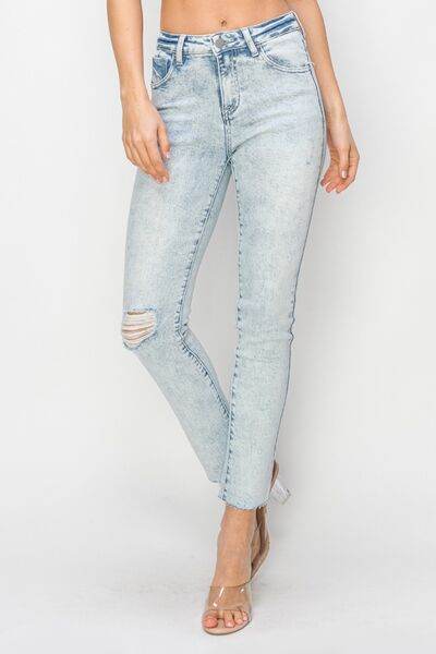 Risen Full Size High Rise Distressed Skinny Jeans - Hovatok