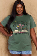 Simply Love Full Size Book & Flower Graphic Cotton Tee - Hovatok