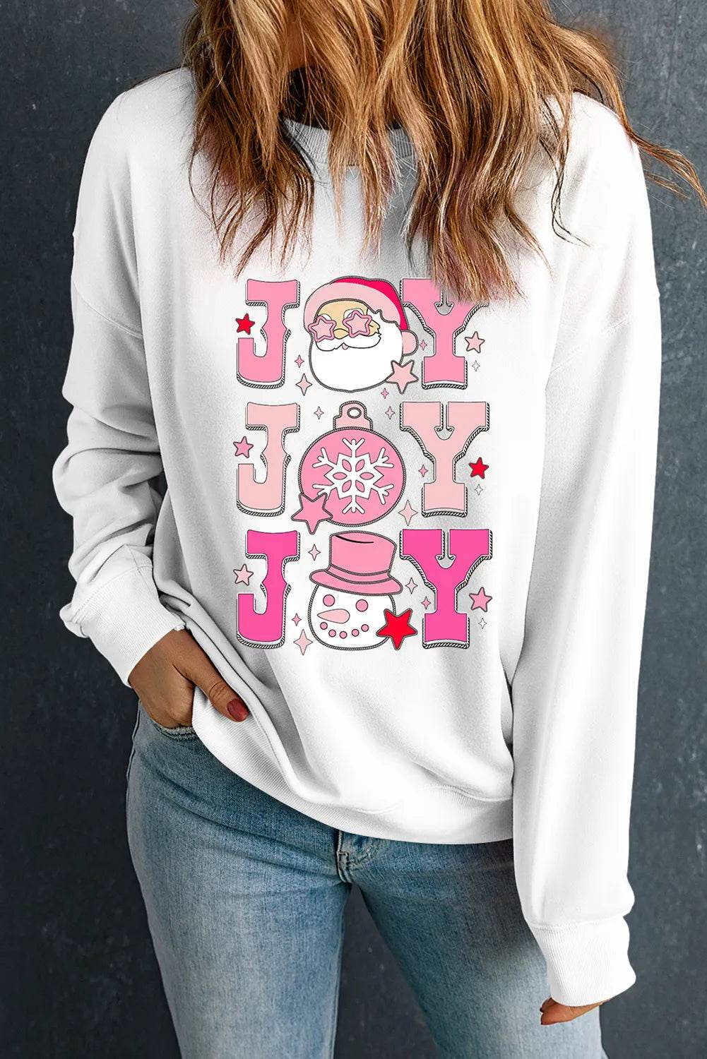 JOY Round Neck Long Sleeve Sweatshirt - Hovatok