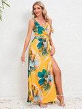 Slit Tied Printed Surplice Dress - Hovatok