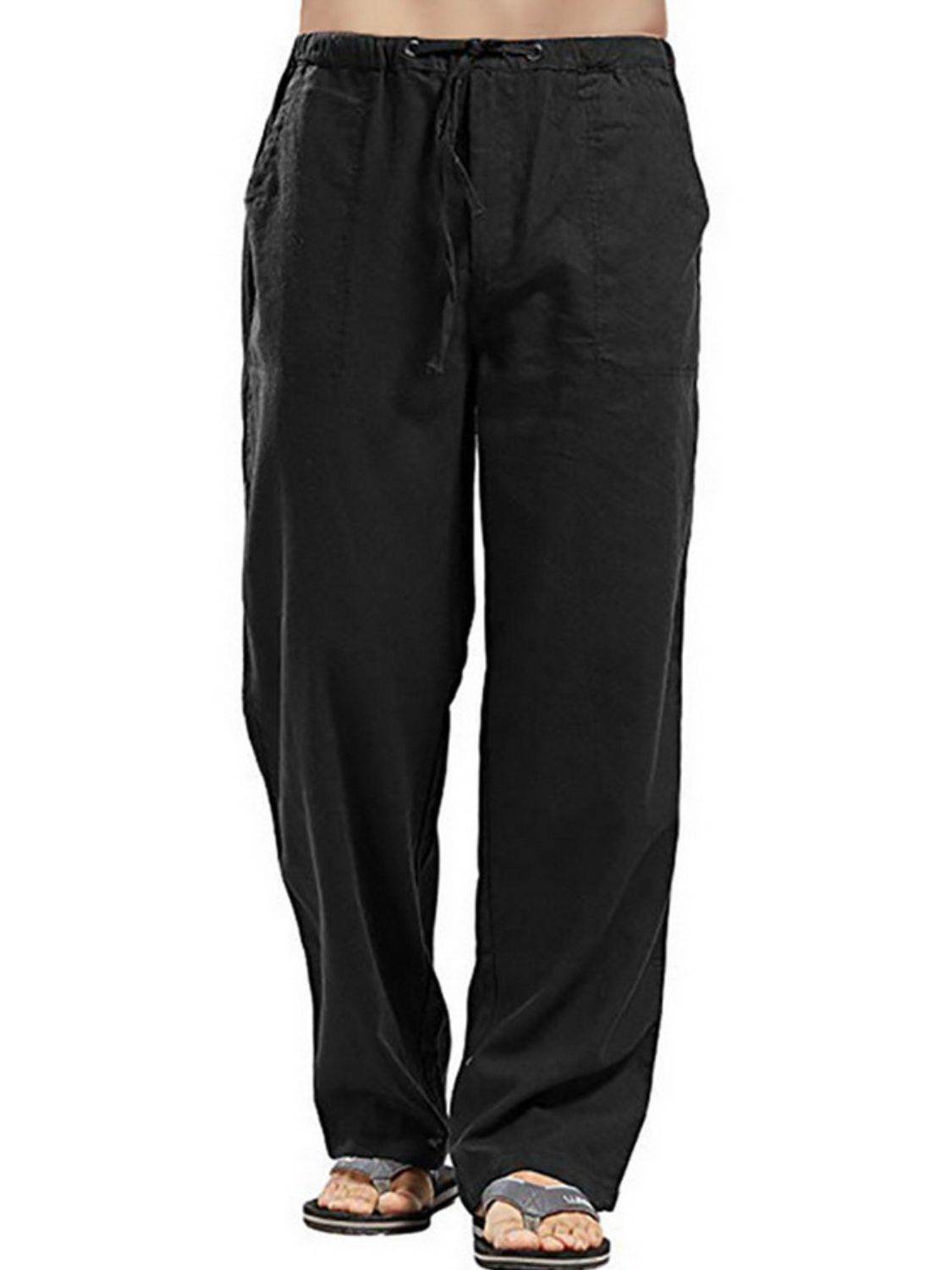 Men's Full Size Drawsting Straight Leg Pants Plus Size - Hovatok