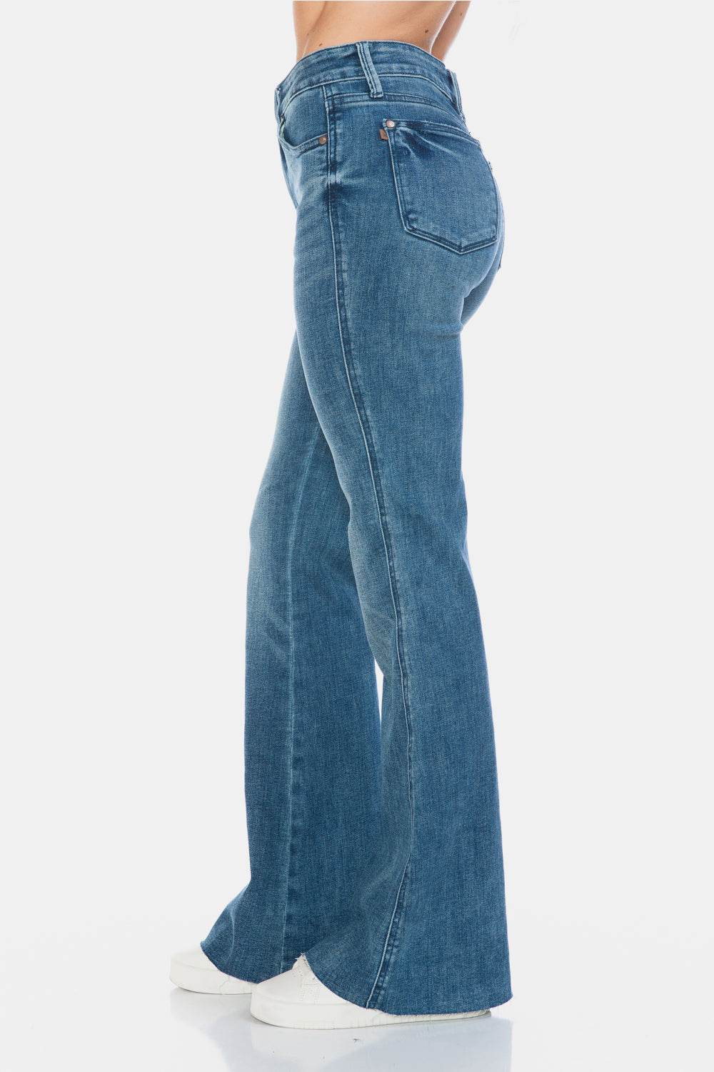 Judy Blue Full Size Tummy Control Cut Hem Flare Jeans - Hovatok