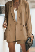 Longline Blazer and Shorts Set with Pockets - Hovatok