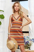 ADORA Contrast Striped V-Neck Mini Dress - Hovatok