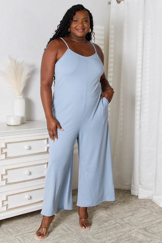 Basic Bae Full Size Spaghetti Strap V-Neck Jumpsuit - Hovatok