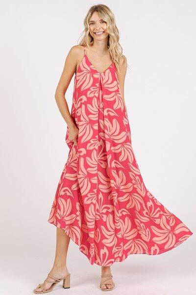 Mittoshop Printed V-Neck Maxi Cami Dress with Pockets - Hovatok