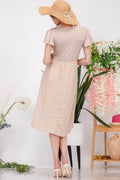 Celeste Plus Size Polka Dot Round Neck Flutter Sleeve Midi Dress - Hovatok