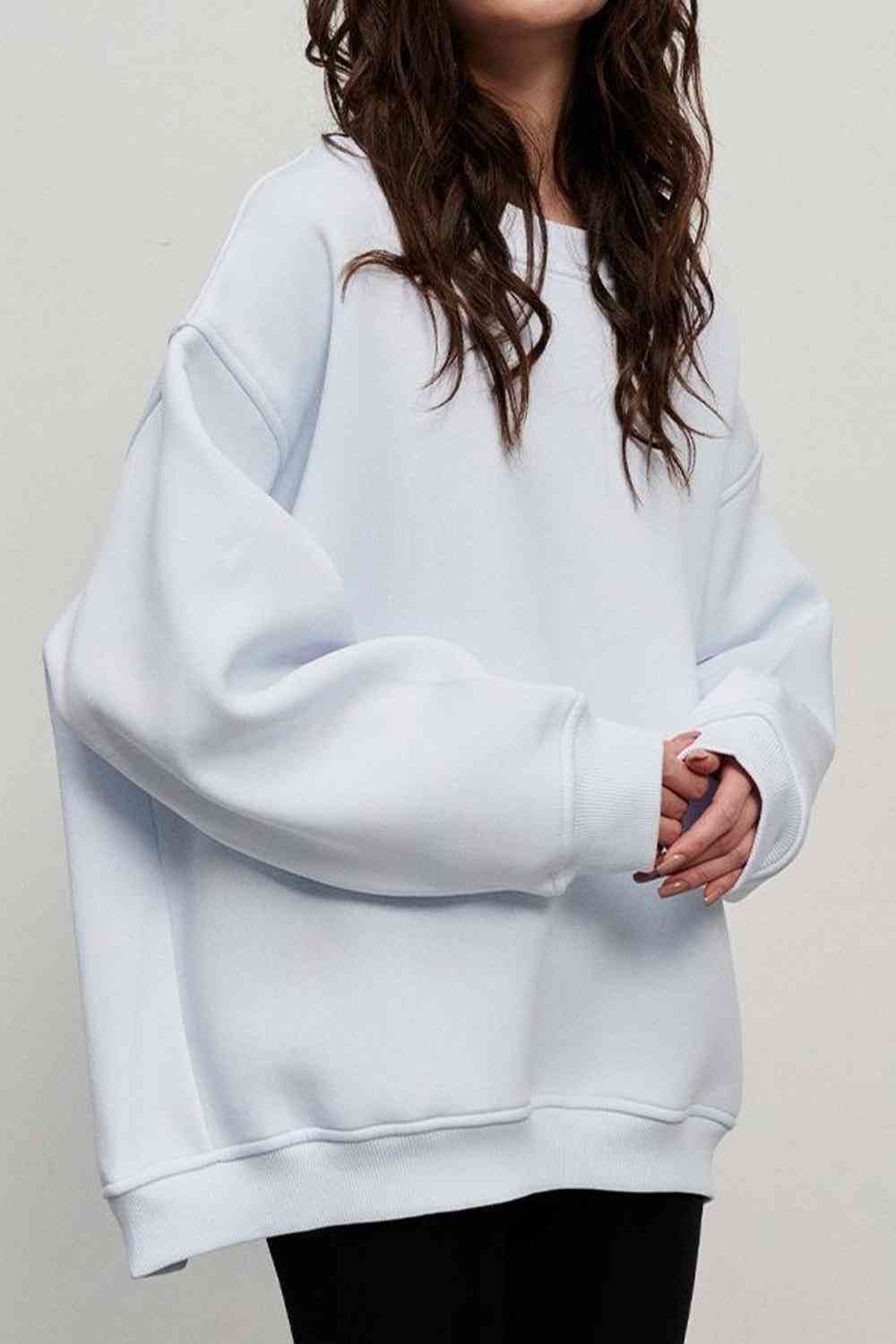 Oversize Round Neck Dropped Shoulder Sweatshirt - Hovatok