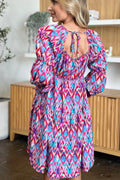 Double Take Full Size Printed Long Sleeve Dress - Hovatok