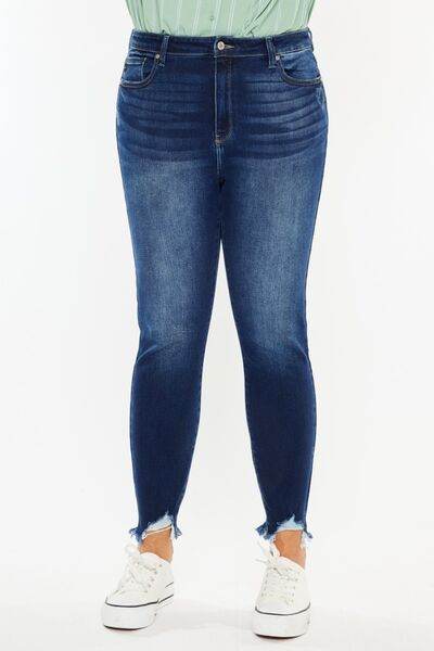 Kancan Full Size High Rise Frayed Ankle Skinny Jeans - Hovatok