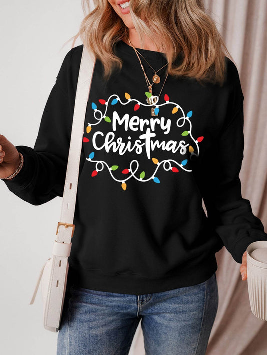 MERRY CHRISTMAS Dropped Shoulder Long Sleeve Sweatshirt - Hovatok