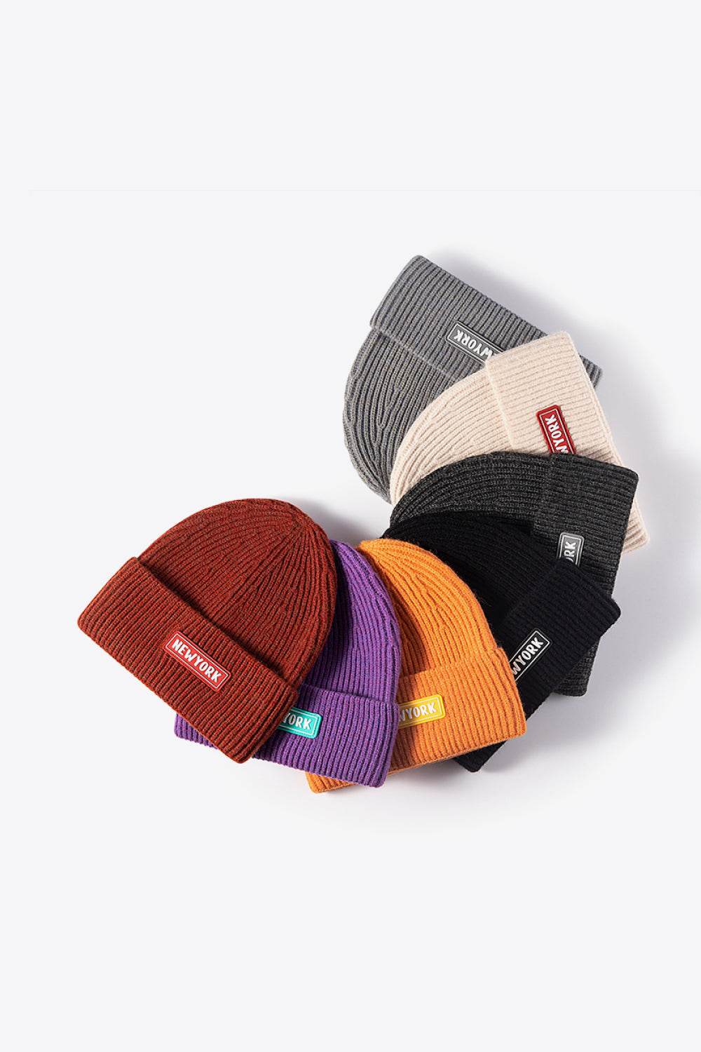 NEWYORK Patch Rib-Knit Cuffed Beanie - Hovatok