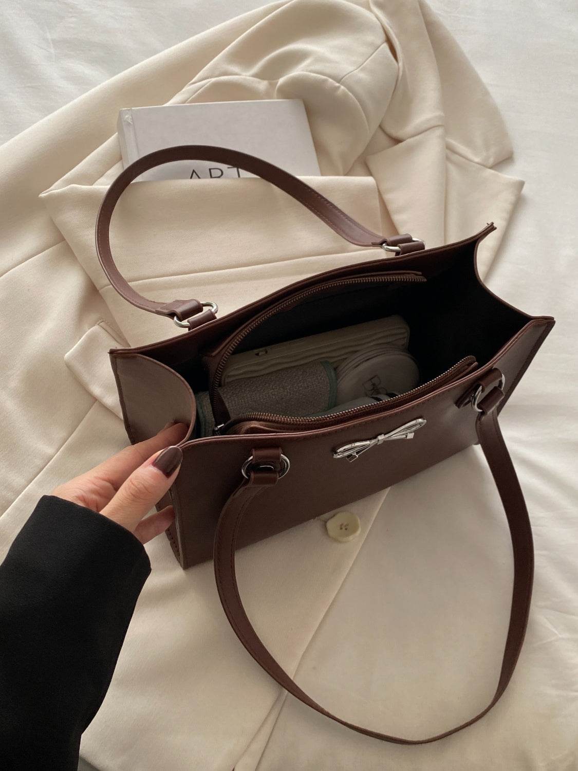 Bow PU Leather Shoulder Bag - Hovatok