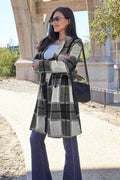 Double Take Full Size Plaid Button Up Lapel Collar Coat - Hovatok