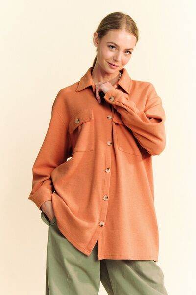 Davi & Dani Waffle-Knit Button Down Shirt - Hovatok