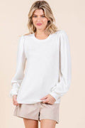 Mittoshop Round Neck Long Sleeve Rib Knit Top - Hovatok