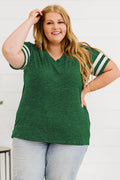 Plus Size Striped V-Neck Tee Shirt - Hovatok
