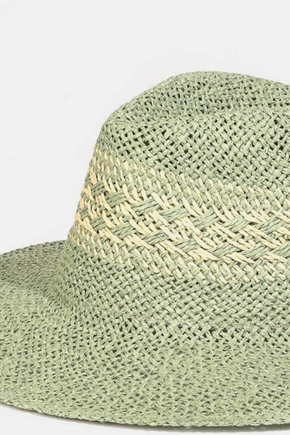Fame Contrast Wide Brim Straw Hat - Hovatok