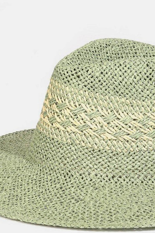 Fame Contrast Wide Brim Straw Hat - Hovatok