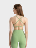 Millennia Crisscross Back Scoop Neck Active Cami with Detachable Chest Pads - Hovatok