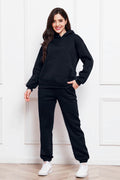 Drop Shoulder Long Sleeve Hoodie and Pants Set - Hovatok