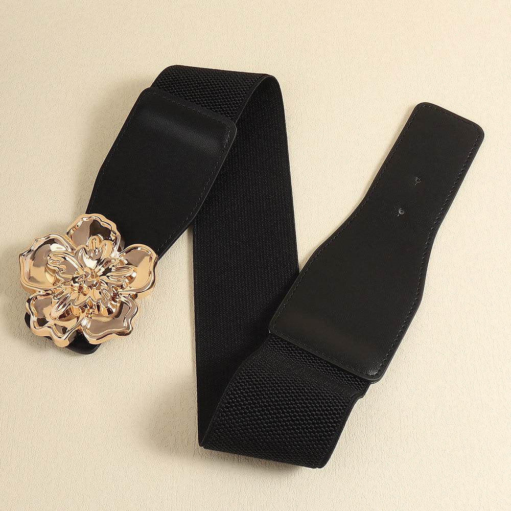 Flower Alloy Buckle Elastic Belt - Hovatok