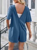 Lovelet Backless Round Neck Half Sleeve Romper - Hovatok