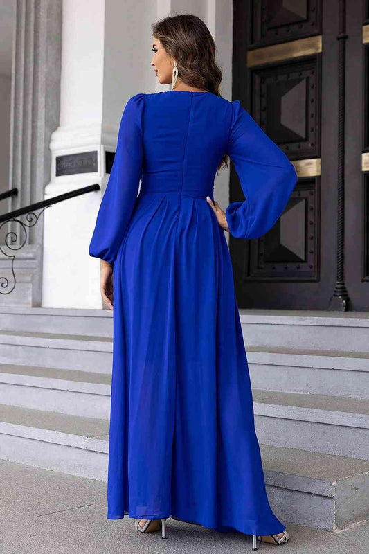 Twist Front Cutout Long Sleeve Dress - Hovatok