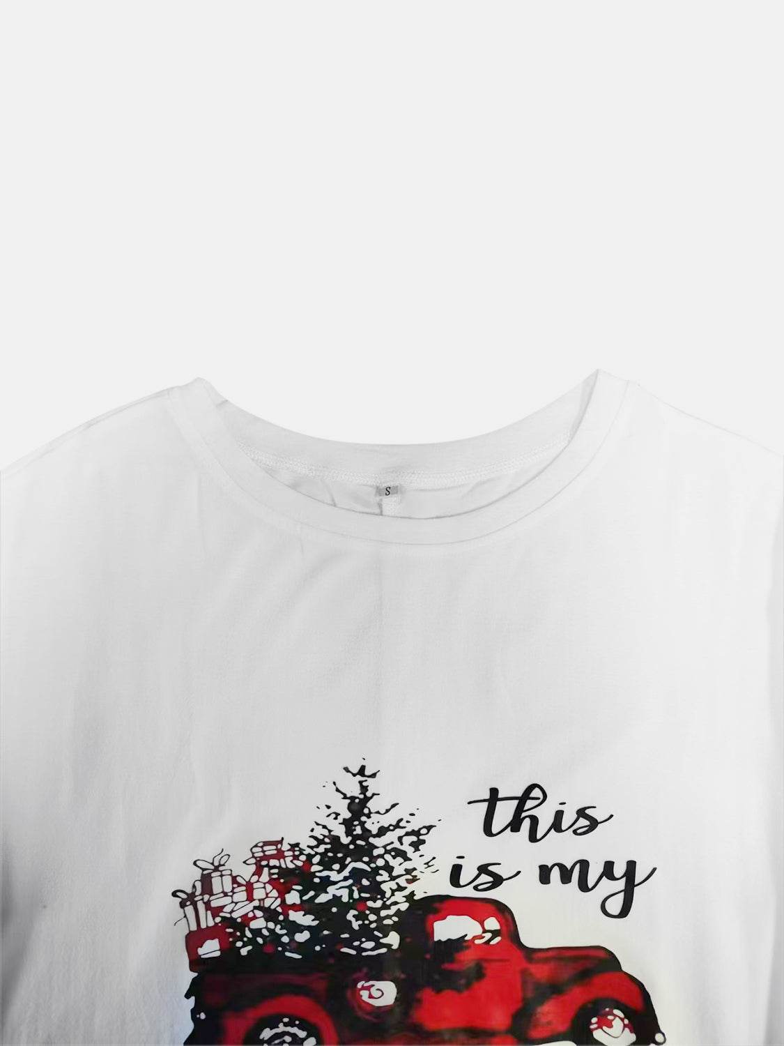 Full Size Graphic Two-Tone Round Neck Long Sleeve T-Shirt - Hovatok