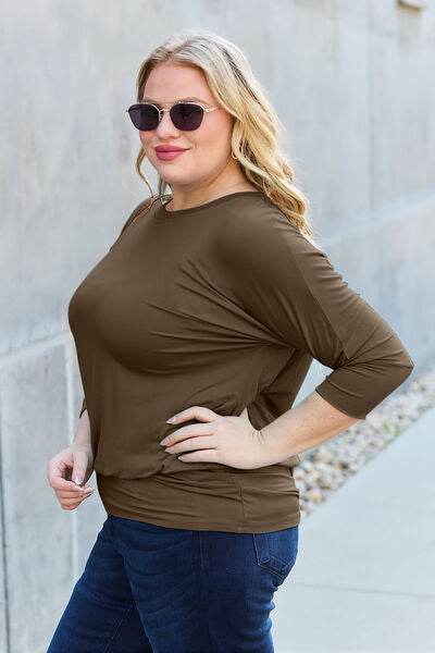 Basic Bae Full Size Round Neck Batwing Sleeve Top - Hovatok