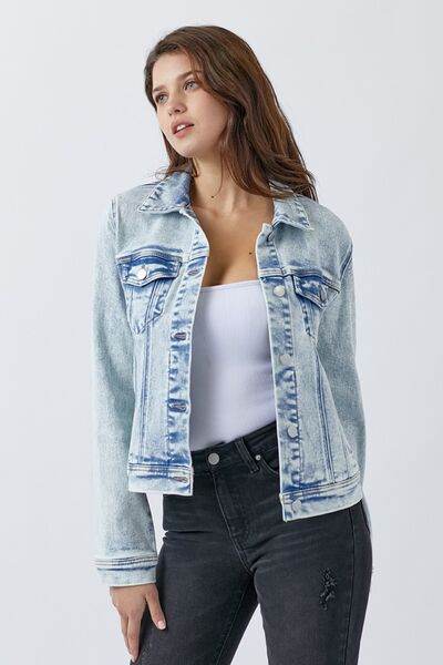 RISEN Button Up Washed Denim Jacket - Hovatok