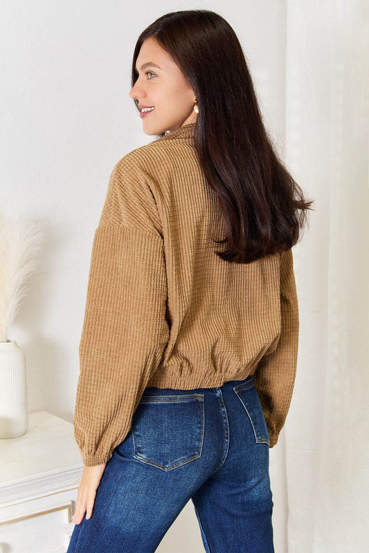 Perfee Long Sleeve Dropped Shoulder Jacket - Hovatok