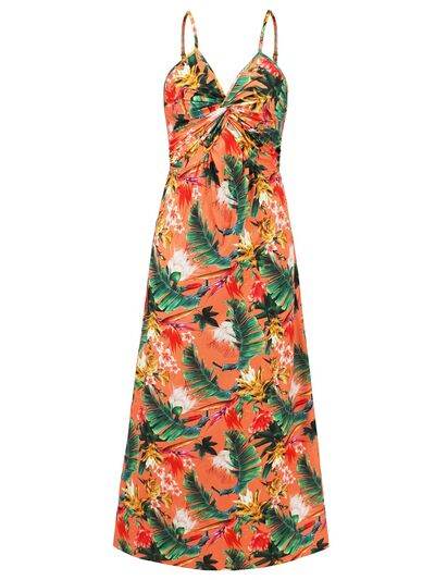 Twisted Printed V-Neck Cami Dress - Hovatok