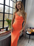Backless Cowl Neck Sleeveless Cami Dress - Hovatok