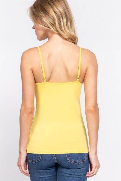 ACTIVE BASIC Adjustable Spaghetti Strap Round Neck Cami - Hovatok
