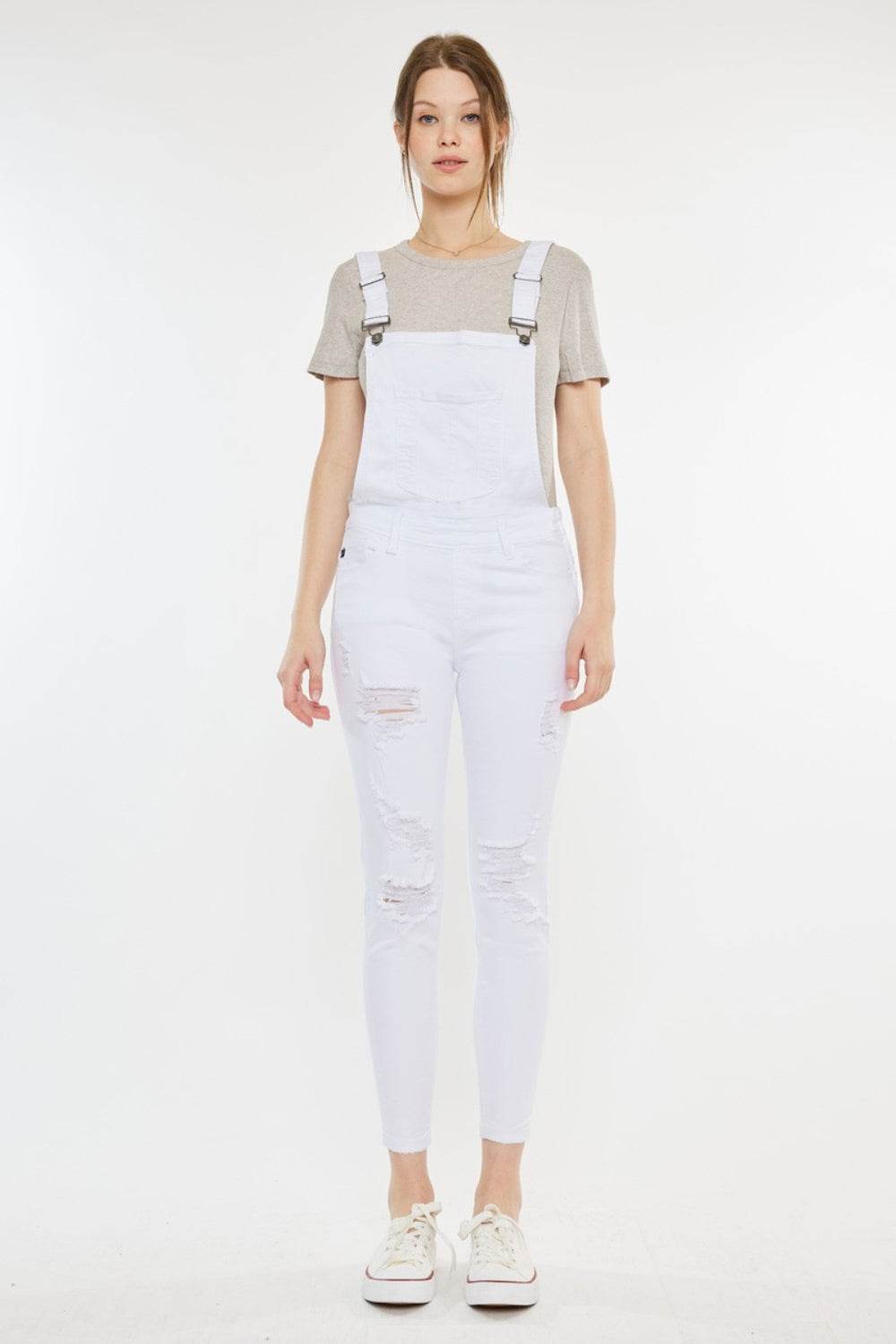 Kancan Distressed Skinny Denim Overalls - Hovatok