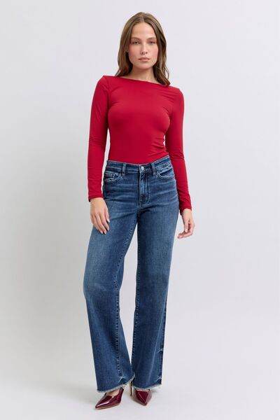Judy Blue Full Size Raw Hem Mid Rise Jeans - Hovatok