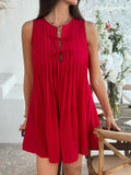 Devine Pleated Sleeveless Mini Dress - Hovatok
