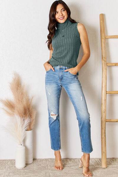 Basic Bae Full Size Ribbed Turtleneck Tank - Hovatok