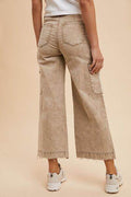 Annie Wear Raw Hem Wide Leg Jeans with Cargo Pockets - Hovatok