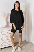 Basic Bae Bamboo Full Size Round Neck Drop Shoulder T-Shirt and Shorts Set - Hovatok
